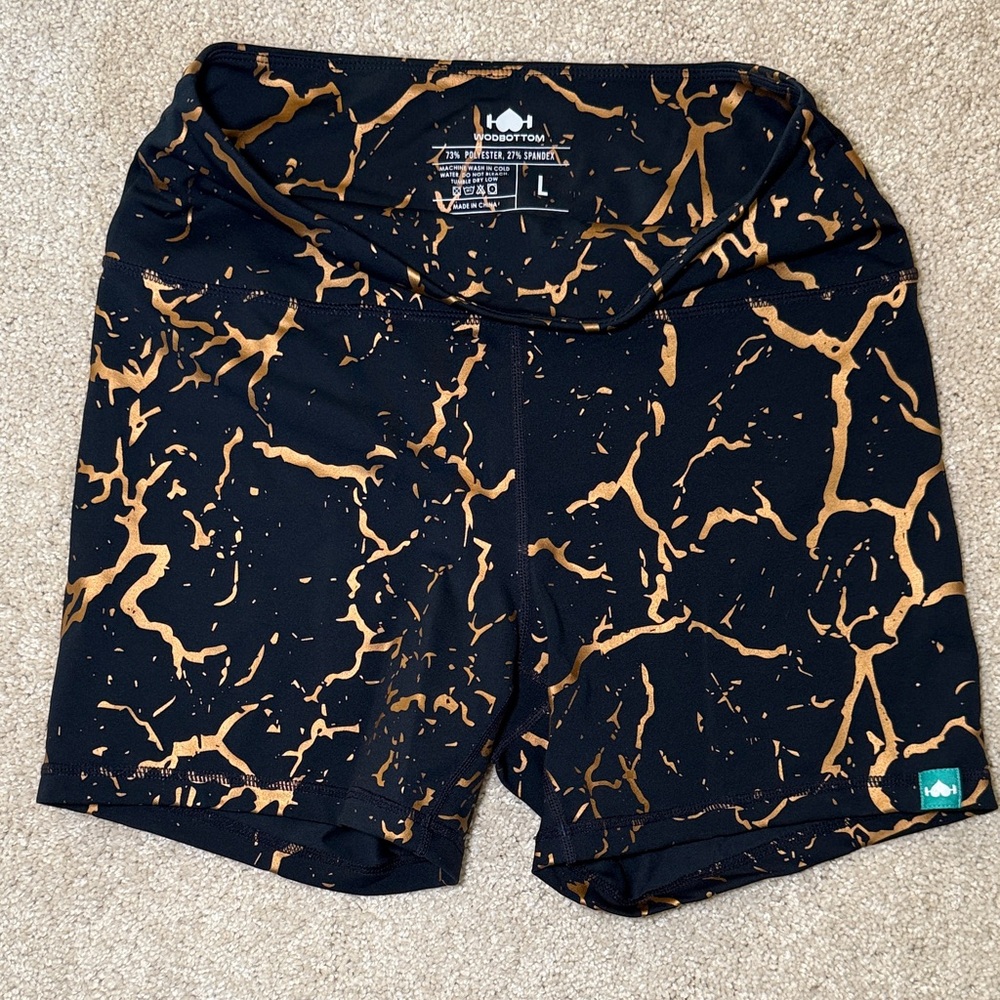 WodBottom Gold marble 5” inseam shorts